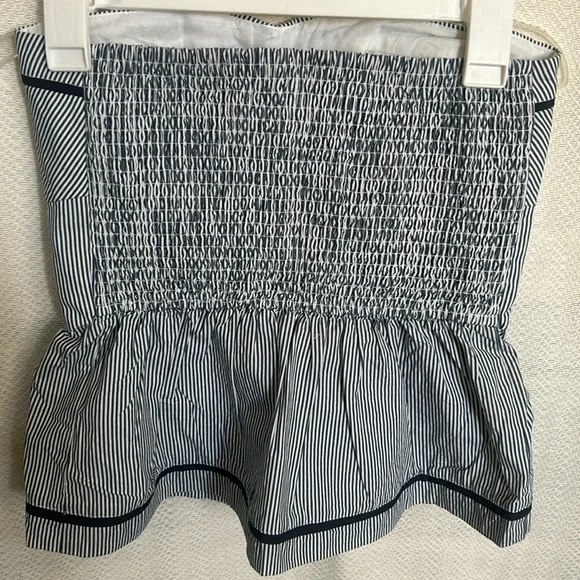 Abercrombie & Fitch Navy Blue White Striped Strapless Top L - Picture 3 of 3